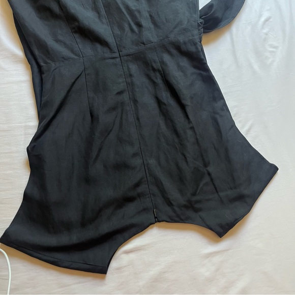 CREATURES OF COMFORT black linen silk blend tie wrap detail sleeveless mini - Picture 4 of 6